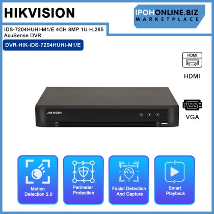 HIKVISION IDS-7204HUHI-M1/E 4CH 8MP 1U H.265 AcuSense DVR HIKVISION IDS-7204HUHI-M1/E 4CH 8MP 1U H.265 AcuSense DVR